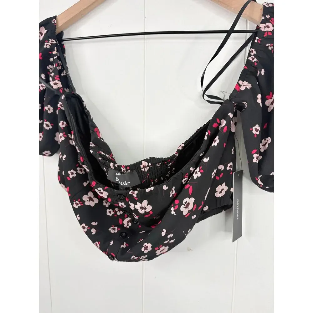 NWT Lulus Floral 2 Piece Set Large Off Shoulder Crop Top Ruffle Culottes - Picture 8 of 15